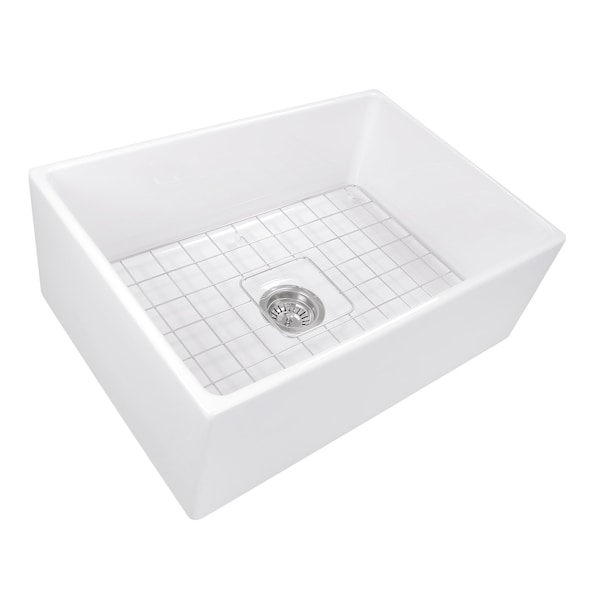 Nantucket Sinks 27 Inch Farmhouse Fireclay Sink with Drain and Grid T-FCFS27 - main